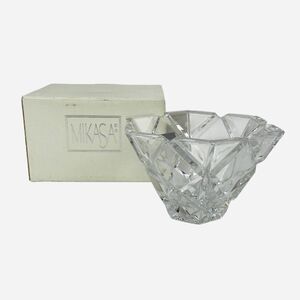 Vintage Mikasa Diamonds Crystal Hexagon 5" Bowl Slovenia Original Box Decor Dish